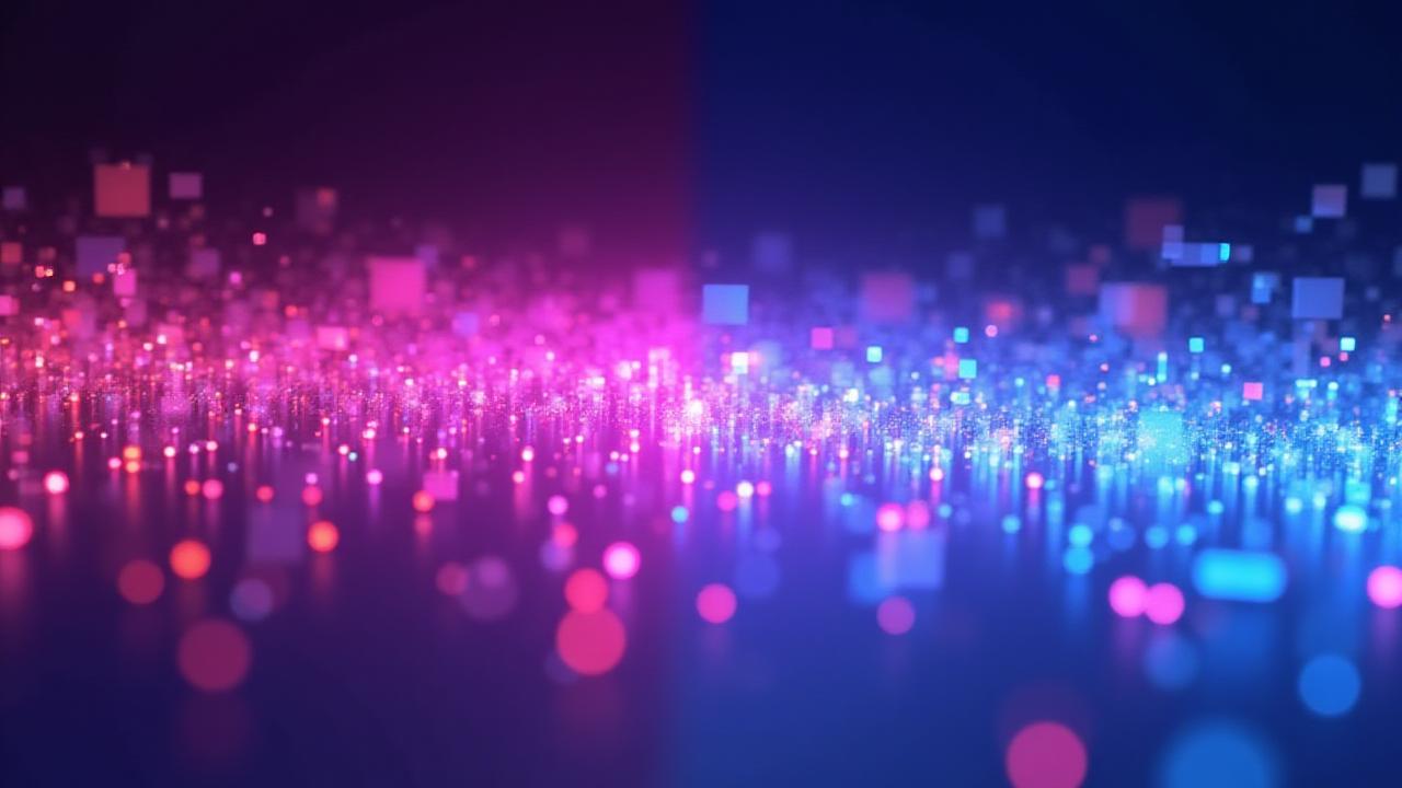 Abstract 3D representation of organized data flows